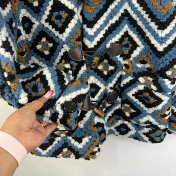 Zara Crochet Lapel Collar Toggle Chunky Oversized Jacket Womens Size: XS - Picture 4 of 9